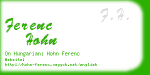 ferenc hohn business card